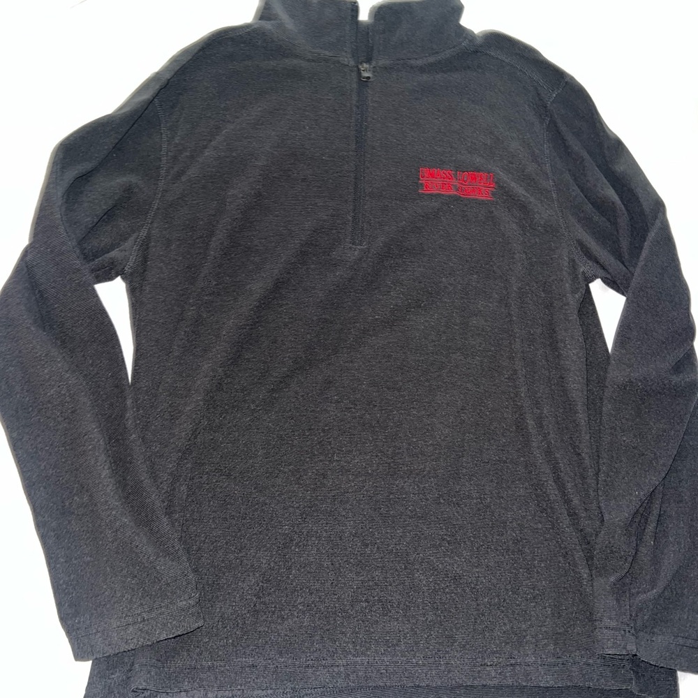 UMass Lowell - MV Sport Gray and Red Crew Neck Sweater